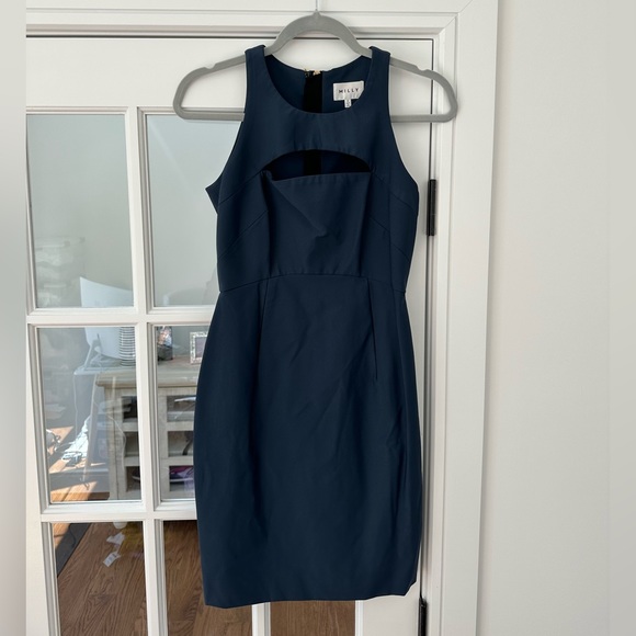 Milly navy body con dress with gold zipper - Picture 2 of 7